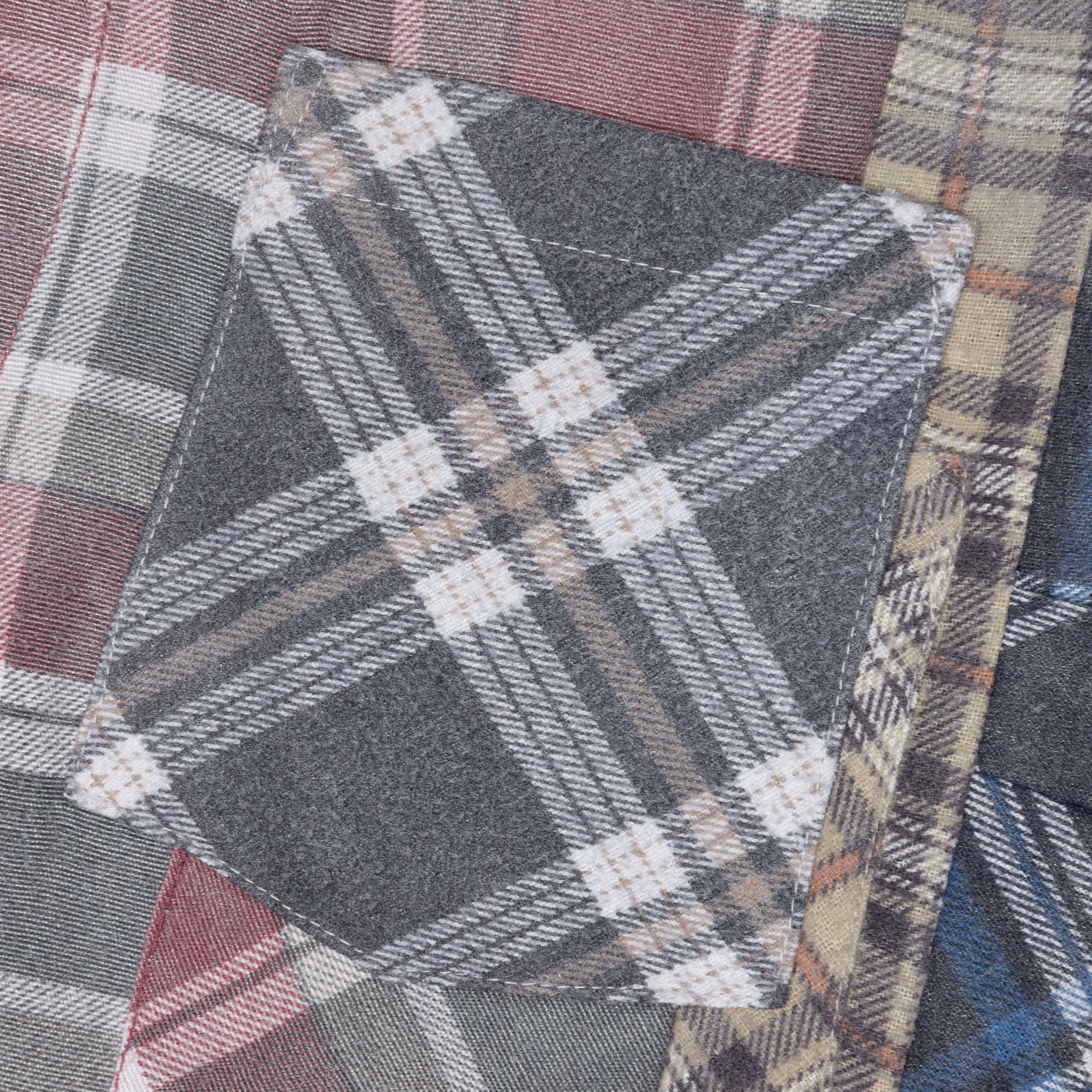 Rebuild by Flannel Shirt 7 Cuts Wide Shirt / Reflection - Faded Grey/Red