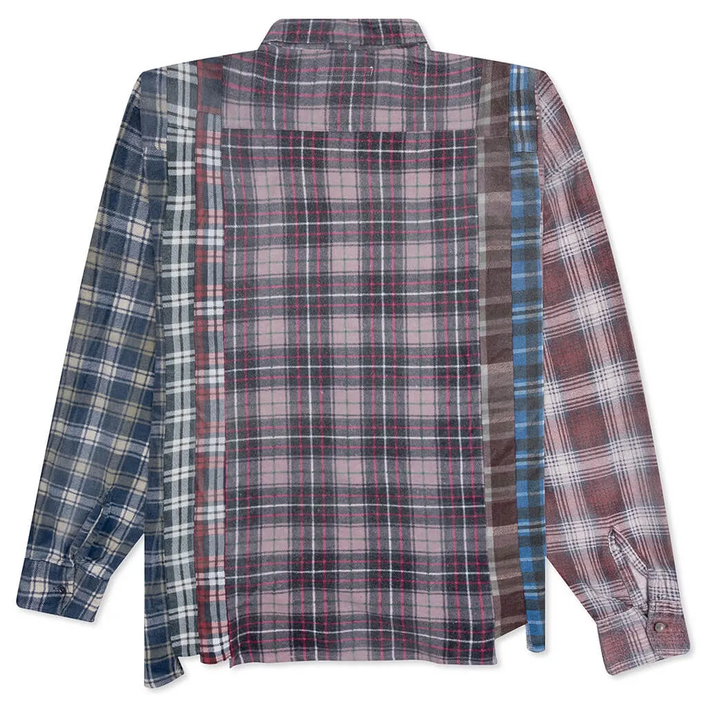 Rebuild by Flannel Shirt 7 Cuts Wide Shirt / Reflection - Violet/Grey