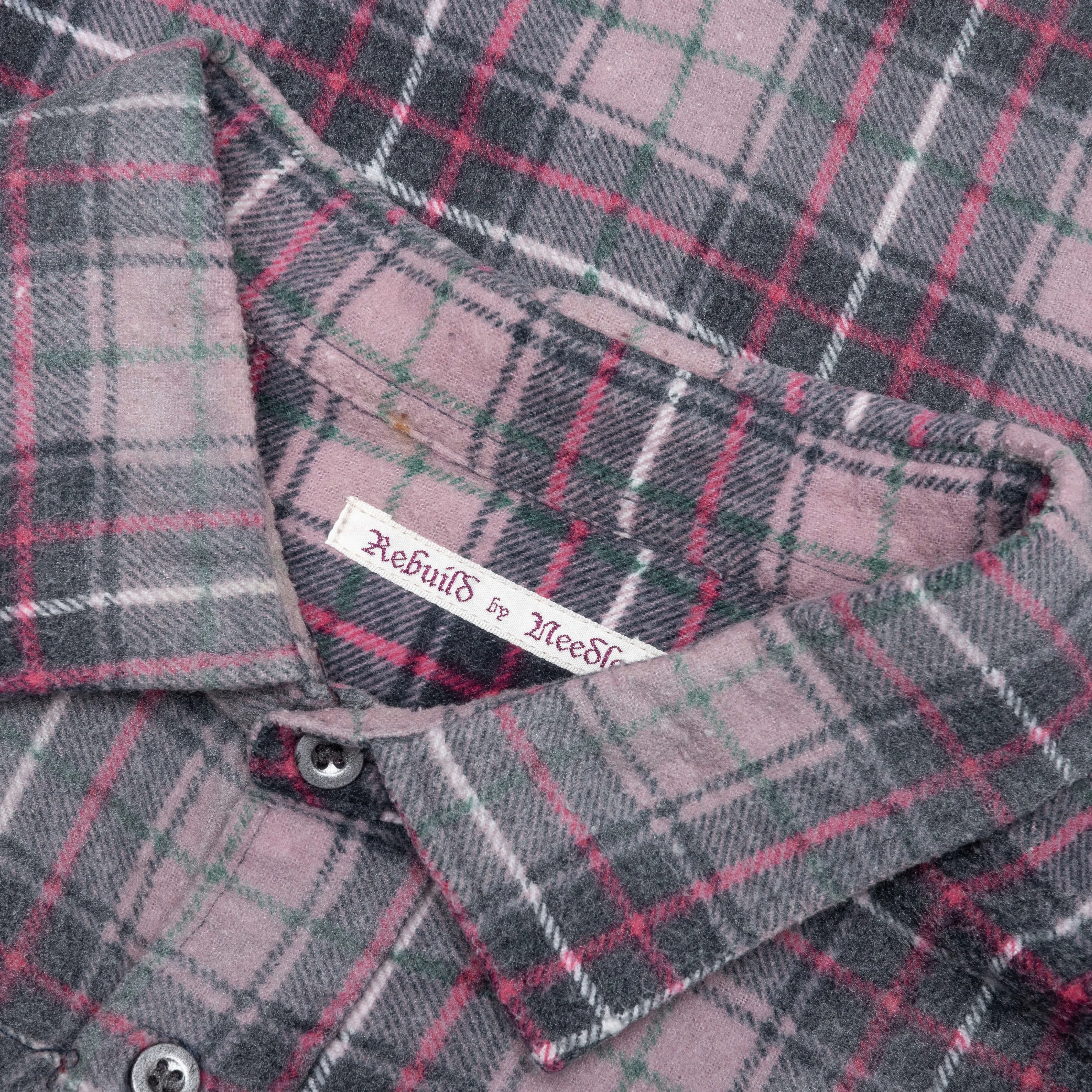 Rebuild by Flannel Shirt 7 Cuts Wide Shirt / Reflection - Violet/Grey