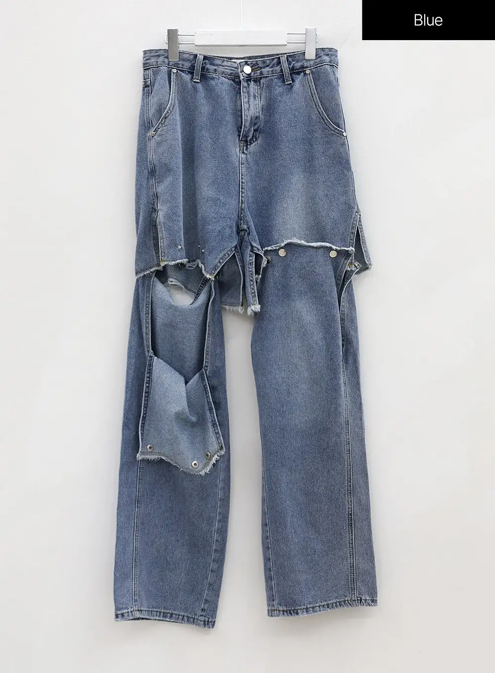 Removable Buttoned Wide Leg Denim Pants IU20