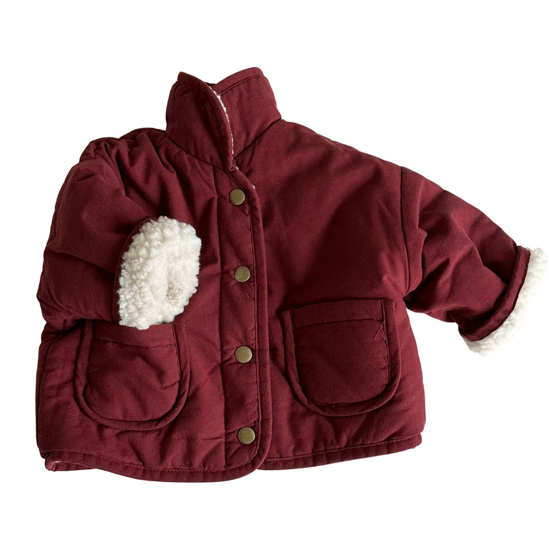 Reversible Teddy Coat - Maroon