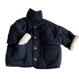 Reversible Teddy Coat - Navy