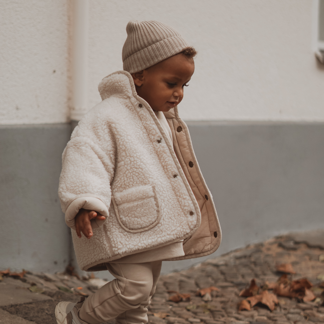 Reversible Teddy Coat - Stone