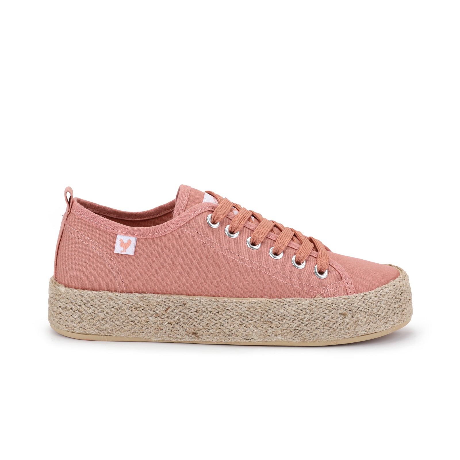 Rose pink canvas lace-up espadrille sneakers