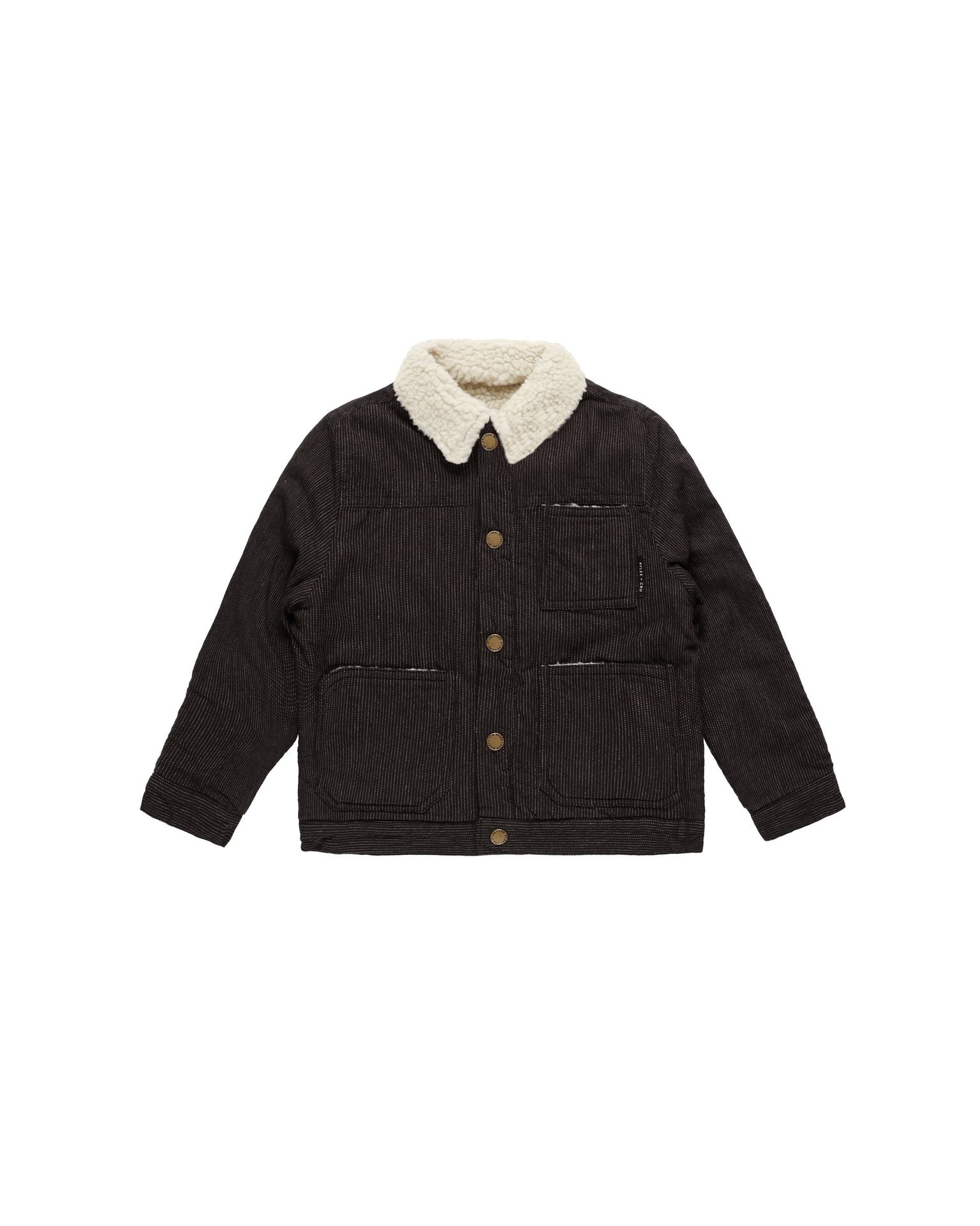 Rylee & Cru - Black Stripe Shearling Chore Coat