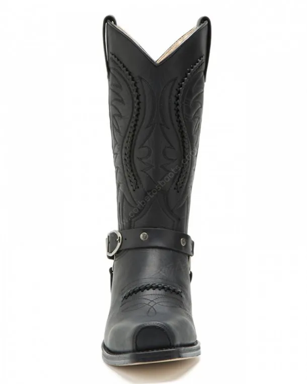 Sendra Boots men's square toe black  biker boots