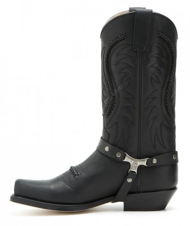 Sendra Boots men's square toe black  biker boots