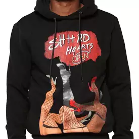 Shattered Hearts Open Black Hoodie