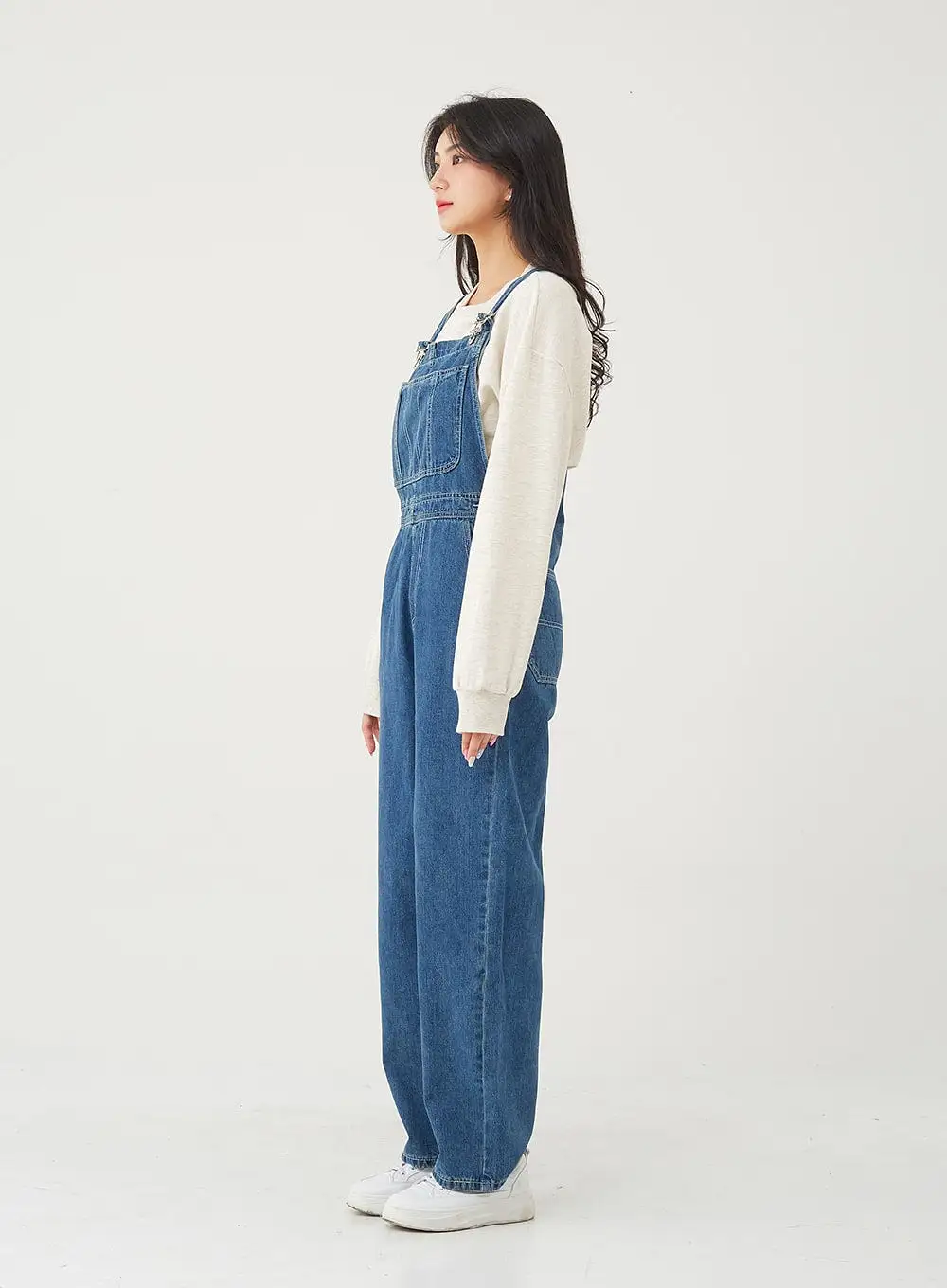 Side Button Denim Overall Pants BG24