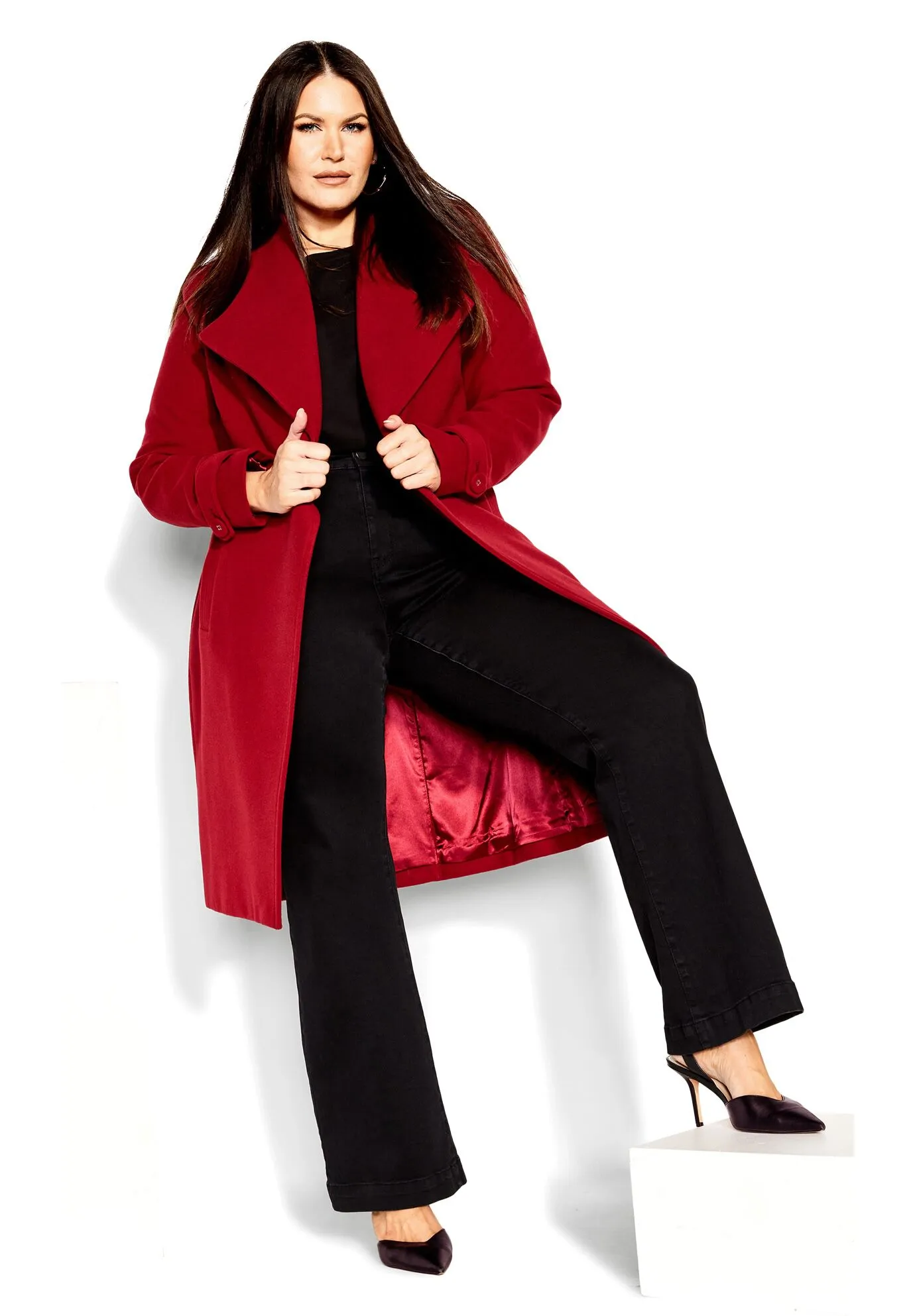 So Sleek Coat - true red