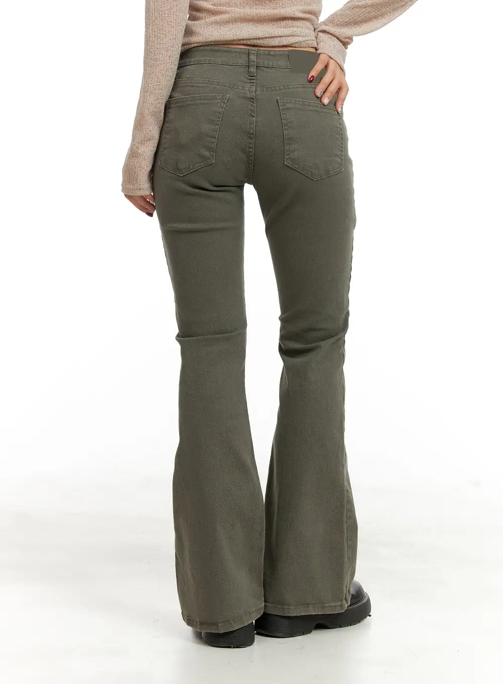 Stitched Bootcut Cotton Pants CA416