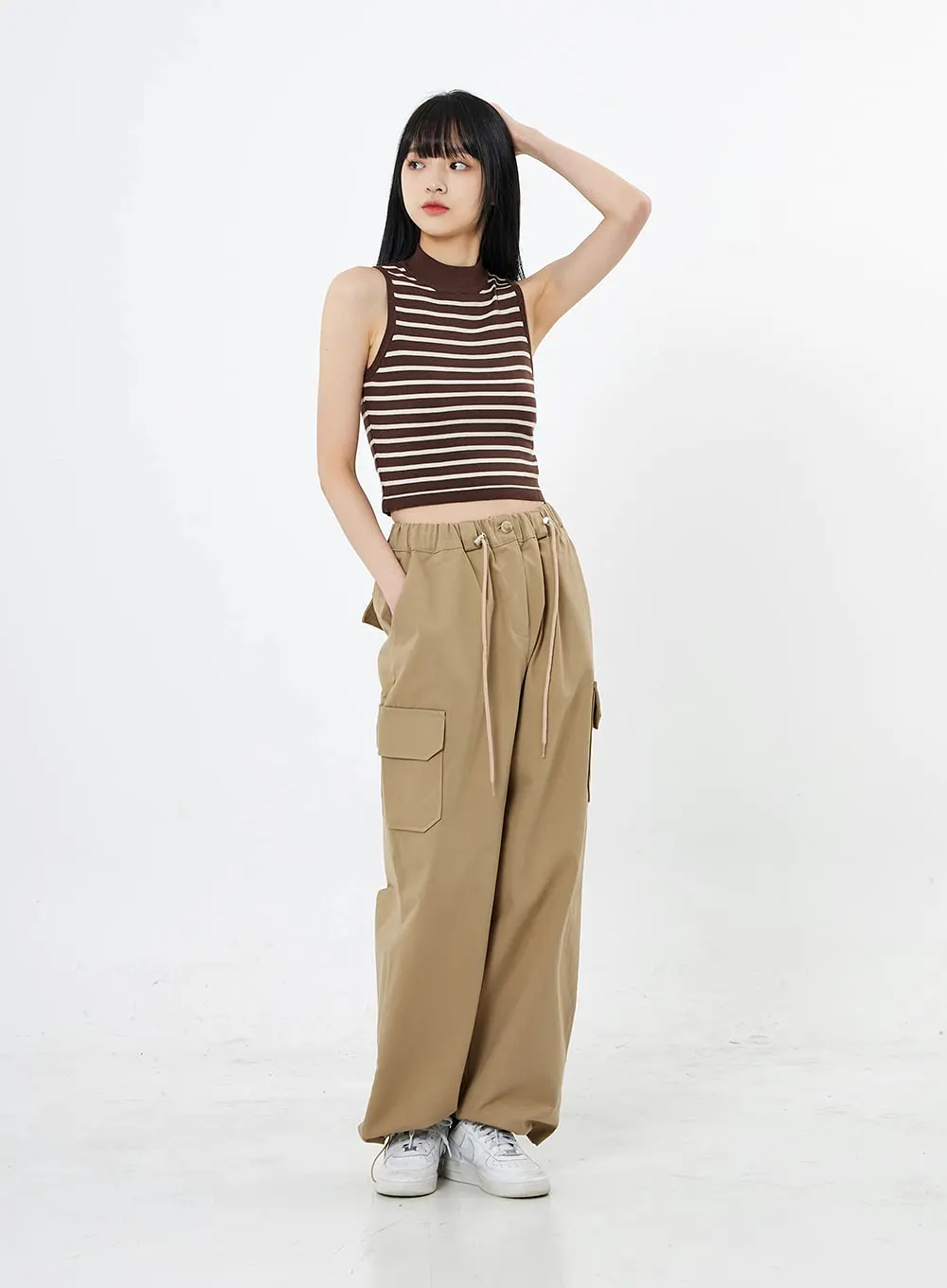 String Wide Cargo Pants OO17