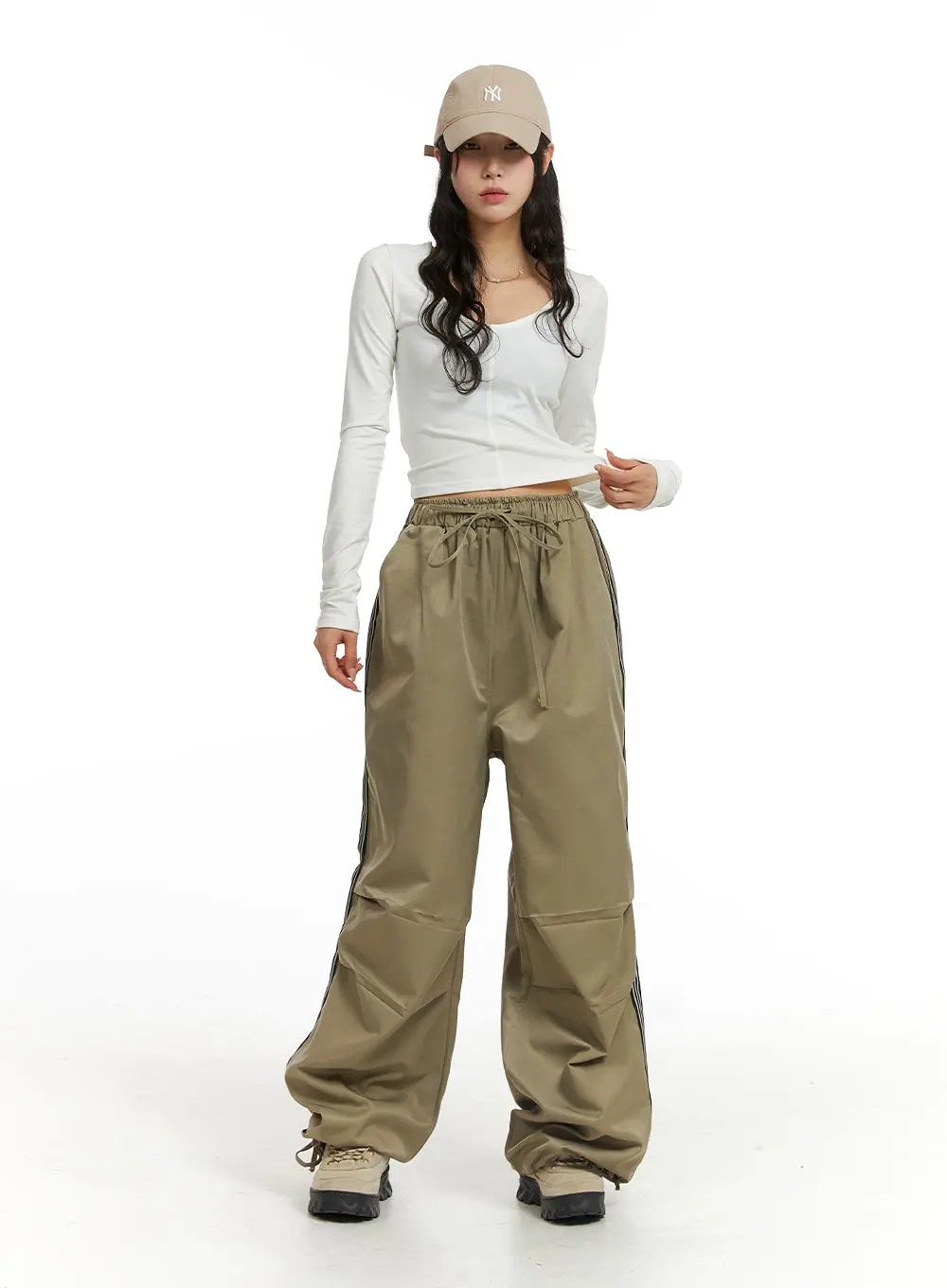 Stripe Nylon Wide Pants (UNISEX) CJ418