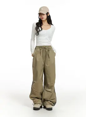 Stripe Nylon Wide Pants (UNISEX) CJ418