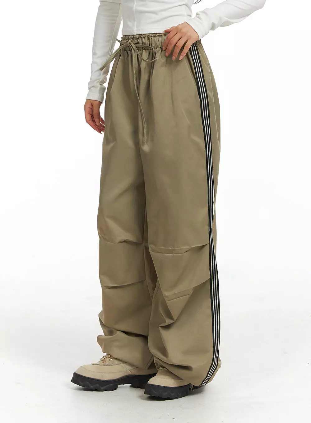 Stripe Nylon Wide Pants (UNISEX) CJ418