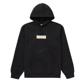 Supreme Burberry Box Logo Hooded Sweatshirt Black