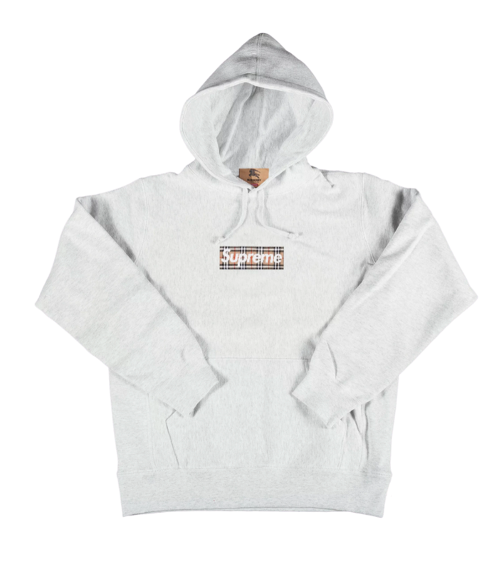 Supreme Burberry Box Logo Hooded Sweatshirt Heather Grey