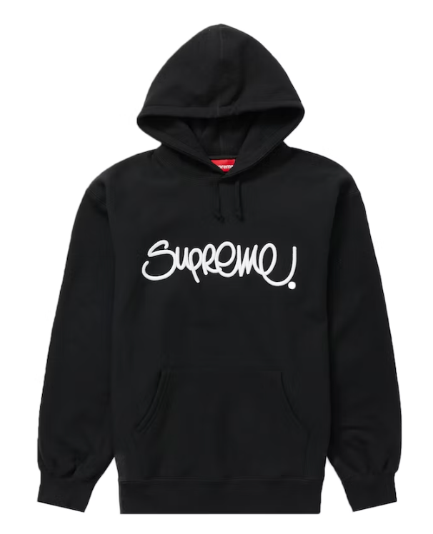 Supreme Raised Handstyle Hooded Sweatshirt Black