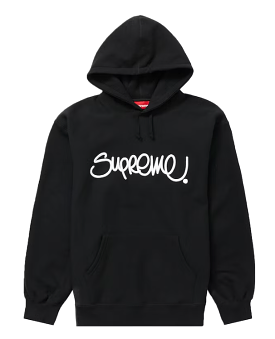 Supreme Raised Handstyle Hooded Sweatshirt Black