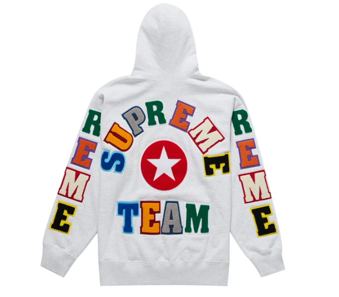 Supreme Team Chenille Hooded Sweatshirt Ash Grey