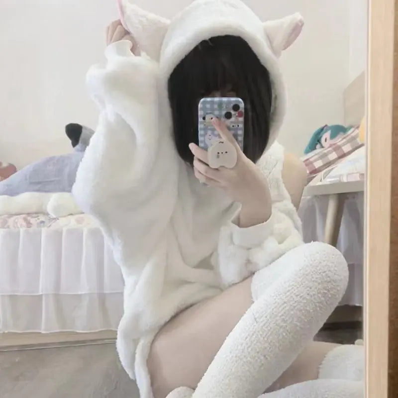 Sweet Cute Sheep Ear Hooded