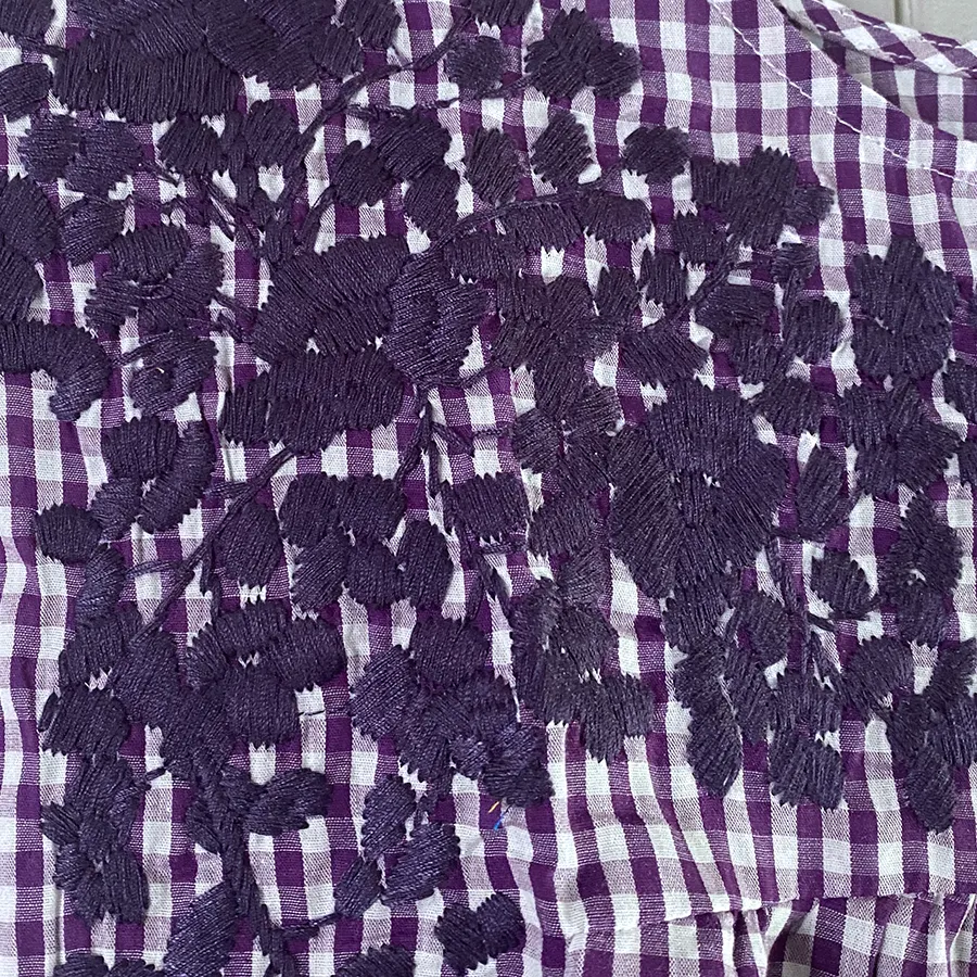 TCU/LSU Purple Gingham Hummingbird Blouse