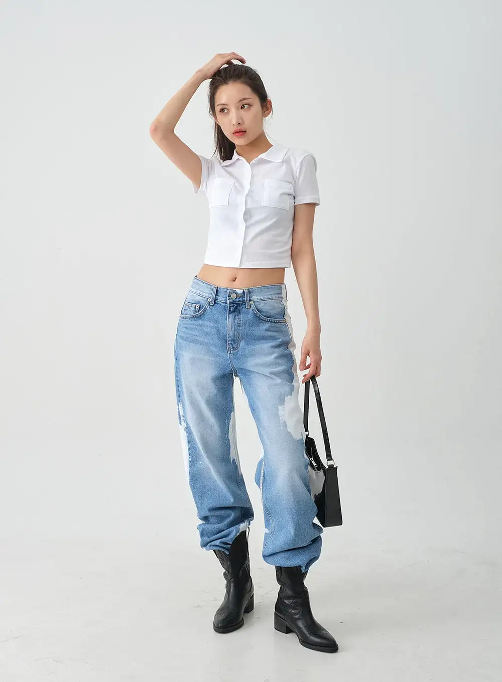 Tie-dye Wide Leg Denim Pants CJ03