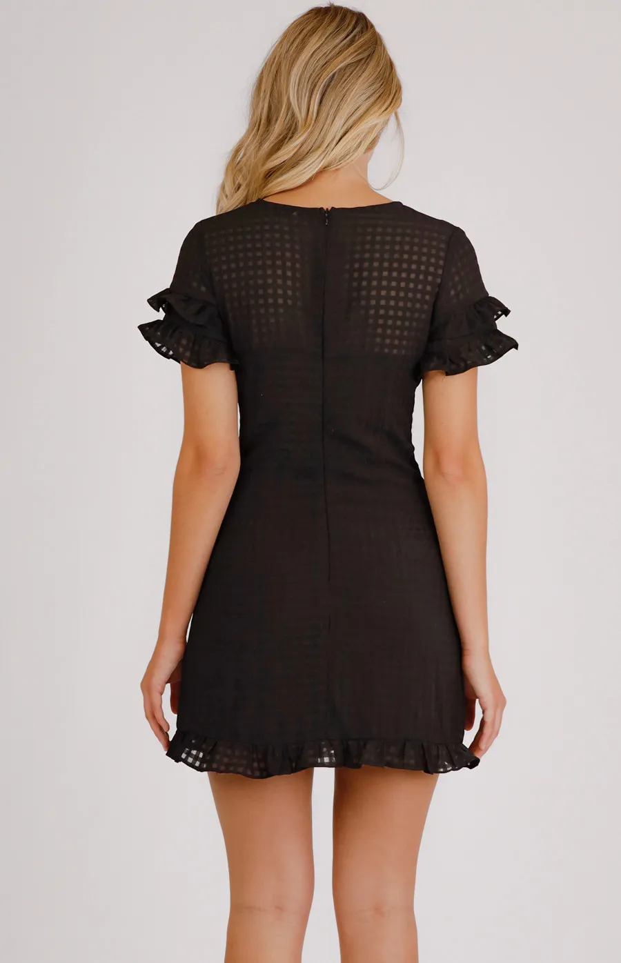 V-Neck Mini Dress With Ruffle Detail (SDR679A)