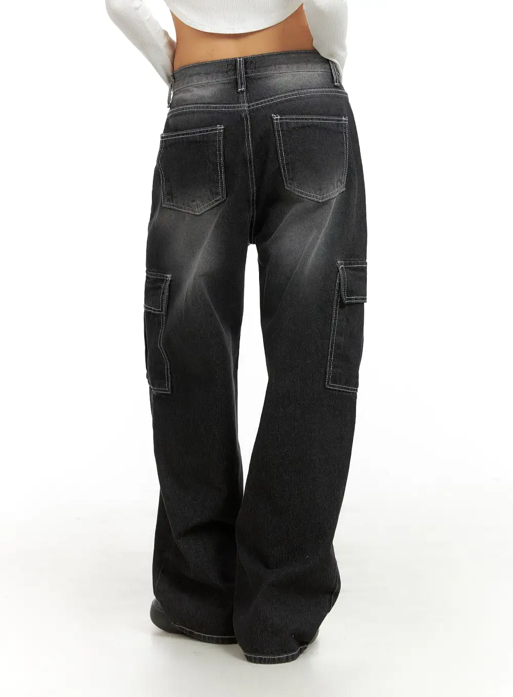 Washed Cargo Baggy Pants IA417