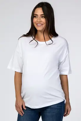 White Basic Short Sleeve Maternity Tee