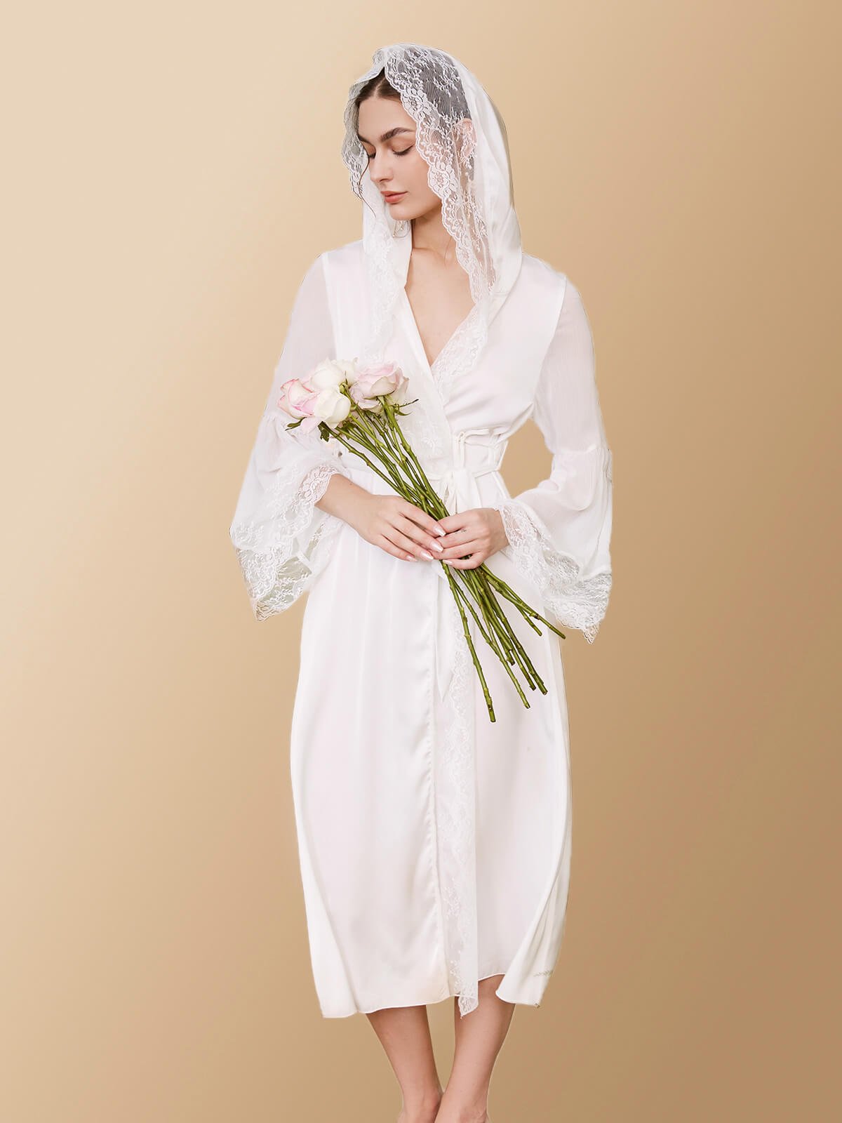 White Hooded Bridal Robe