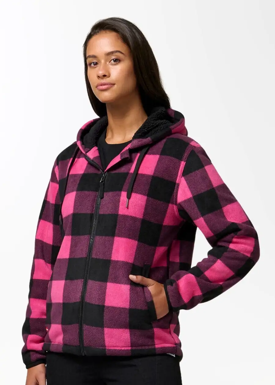 Womens check zip hoodie