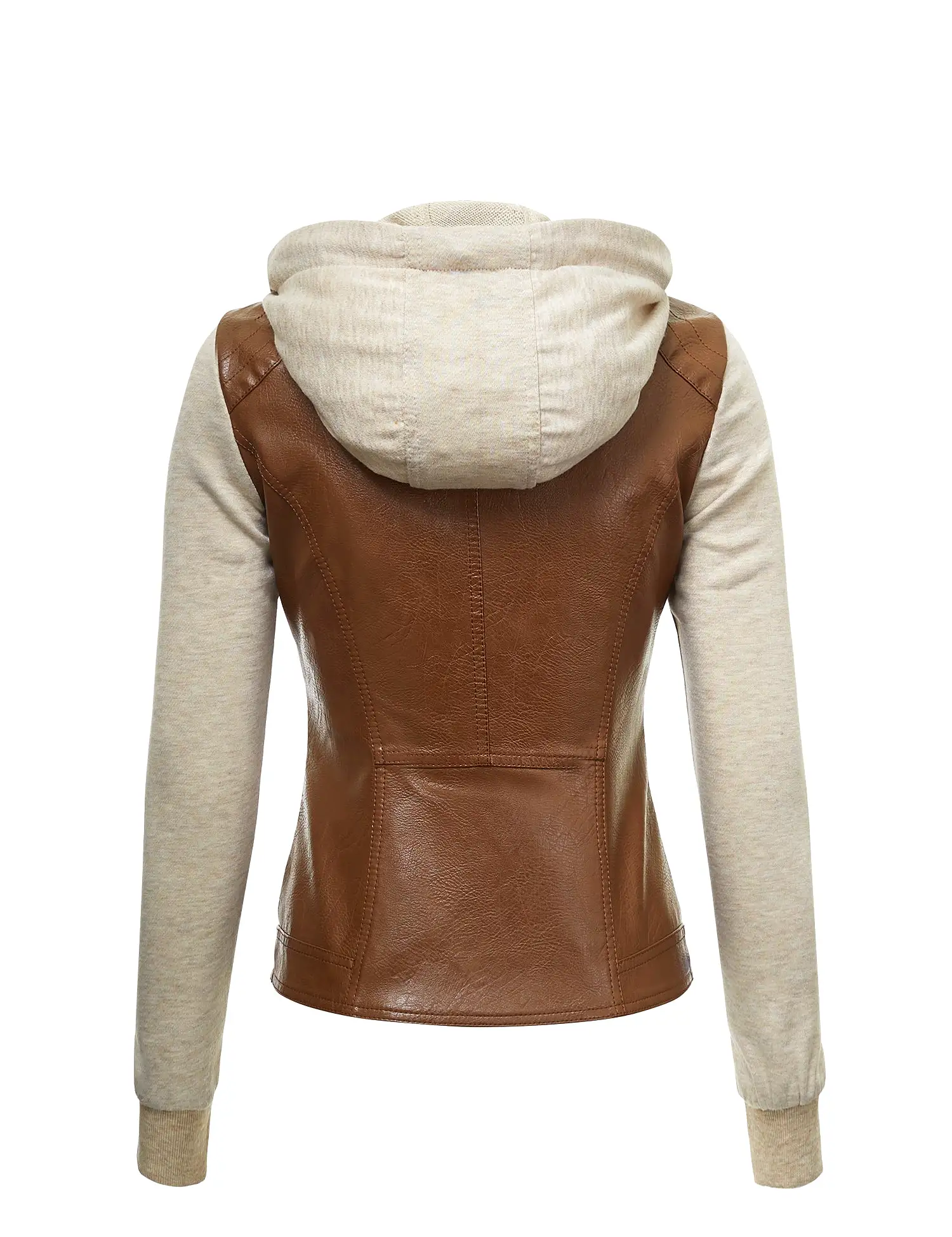 Womens Lock & Love Faux Leather Full Zip Hoodie Sweatshirt Jacket