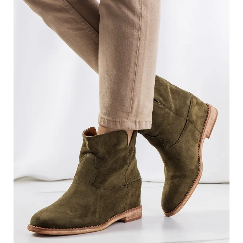 Zoki green ankle boots